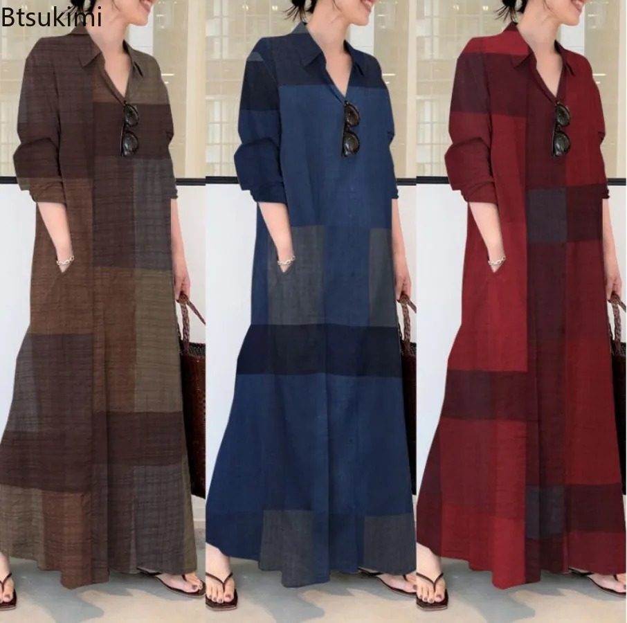 Casual Loose Linen Shirt Dress - เดรสเชิ้ตแฟชั่นใหม่สำหรับผู้หญิง เดรสยาวผ้าฝ้ายลินินสวมใส่สบาย เสื้อคลุมคาร์ดิแกนทรงหลวม ไซส์ใหญ่ สไตล์ลำลอง เรียบหรู