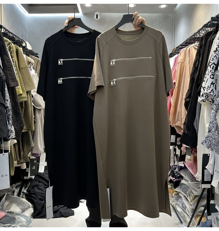 Korean Style A Line Shirt Dress - เสื้อยืดแขนสั้นทรงหลวมสำหรับผู้หญิงไซส์ใหญ่ ชุดเดรสฤดูร้อนทรงเอวสูงทรงเอ-ไลน์สไตล์เกาหลีแฟชั่นลำลองชุดทำงาน