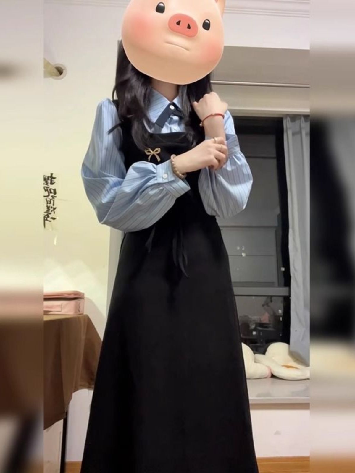 เดรสเชิ้ตสไตล์คอลเลจสีดำสุดหรู - Korean Style A Line Shirt Dress บทวิจารณ์และราคา