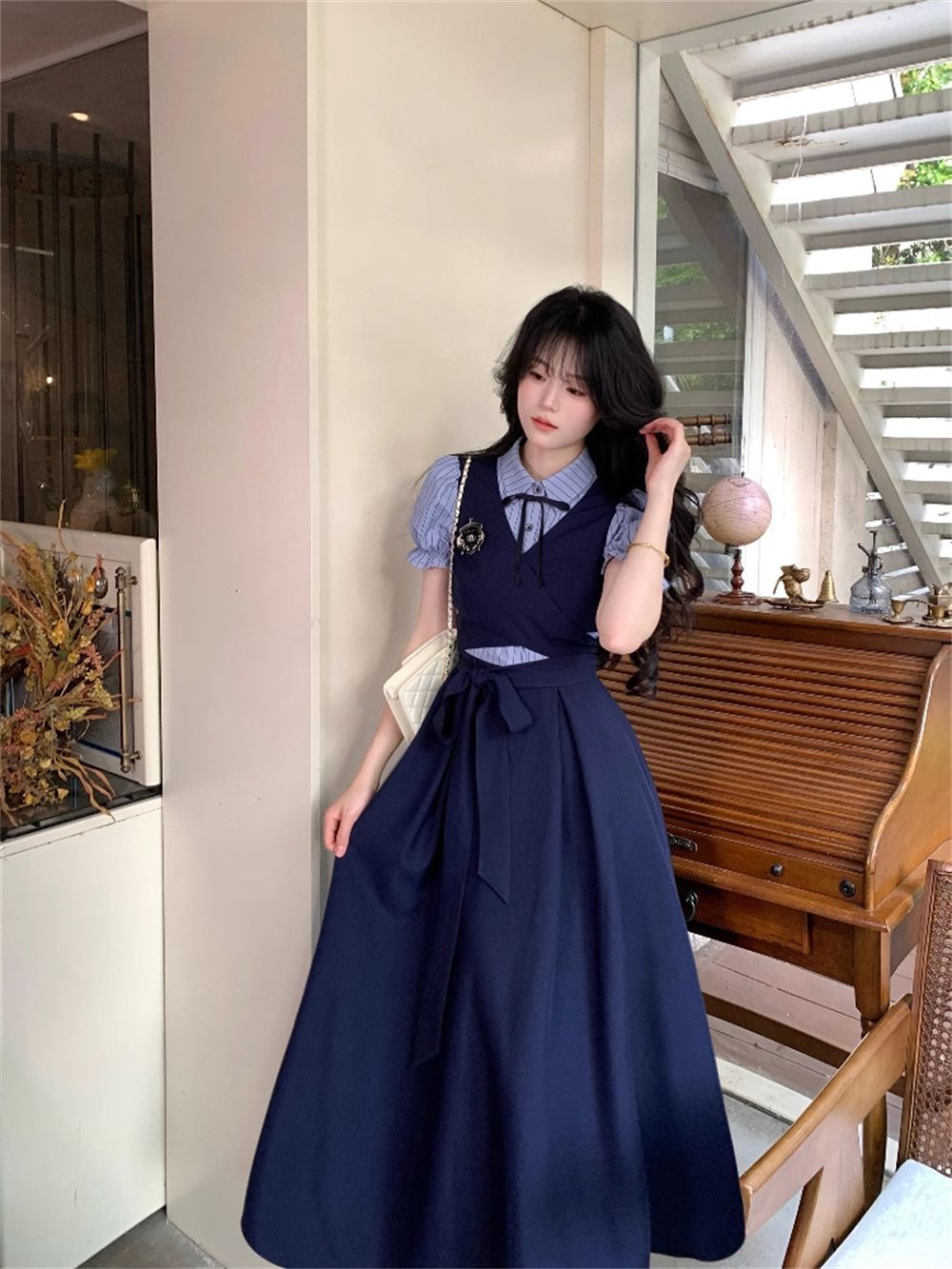 ชุดฤดูร้อนแบบลำลอง เสื้อเชิ้ตล - Korean Style A Line Shirt Dress บทวิจารณ์และราคา