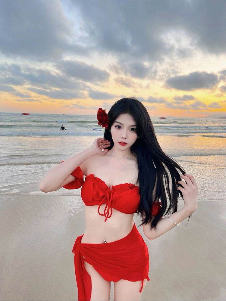 ชุดบิกินี่สีแดงเซ็กซี่สำหรับผู - Swimwear บทวิจารณ์และราคา