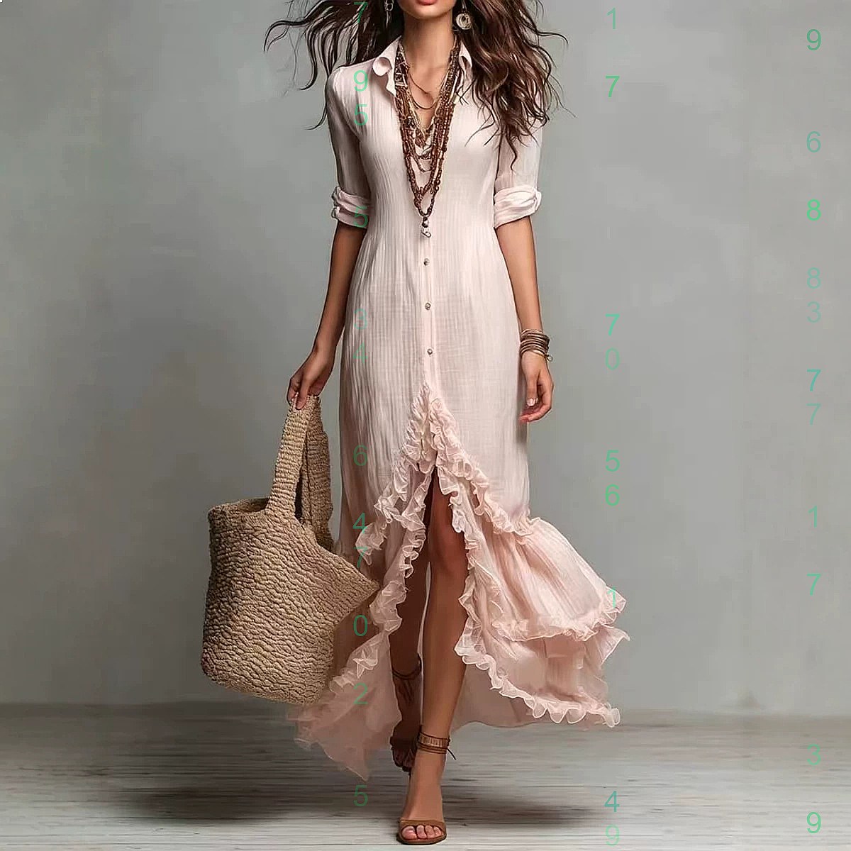 เดรสผ้าฝ้ายลินินทรงหลวม แต่งระ - Casual Loose Linen Shirt Dress บทวิจารณ์และราคา