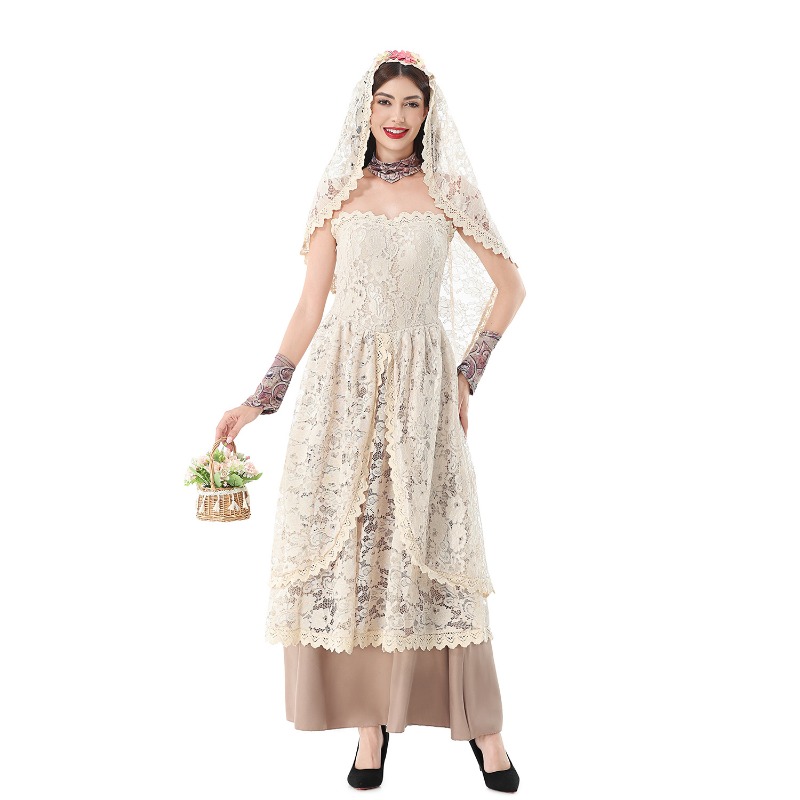 ชุดเดรสยาวผ้าลูกไม้สไตล์วินเทจ - Dresses บทวิจารณ์และราคา