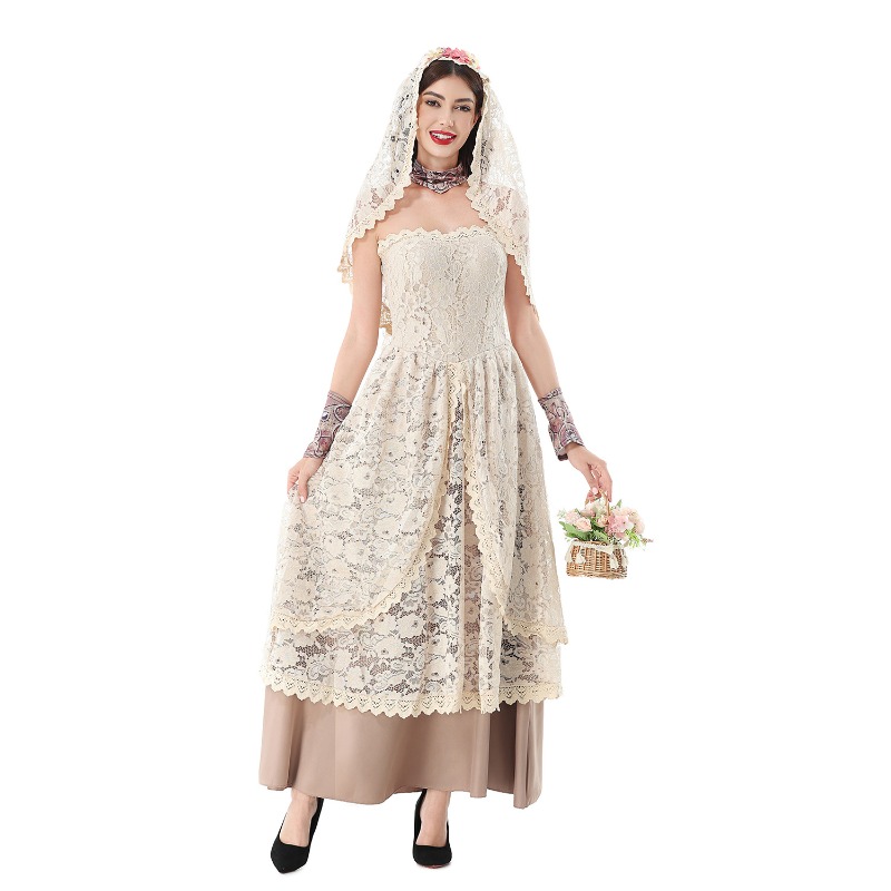 ชุดเดรสยาวผ้าลูกไม้สไตล์วินเทจ - Dresses บทวิจารณ์และราคา