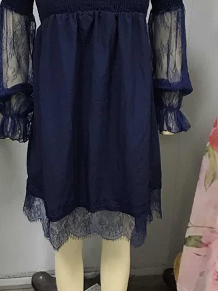 เดรสสั้นลูกไม้เปิดไหล่ สายเดี่ - Off Shoulder Puff Sleeve Sundress บทวิจารณ์และราคา