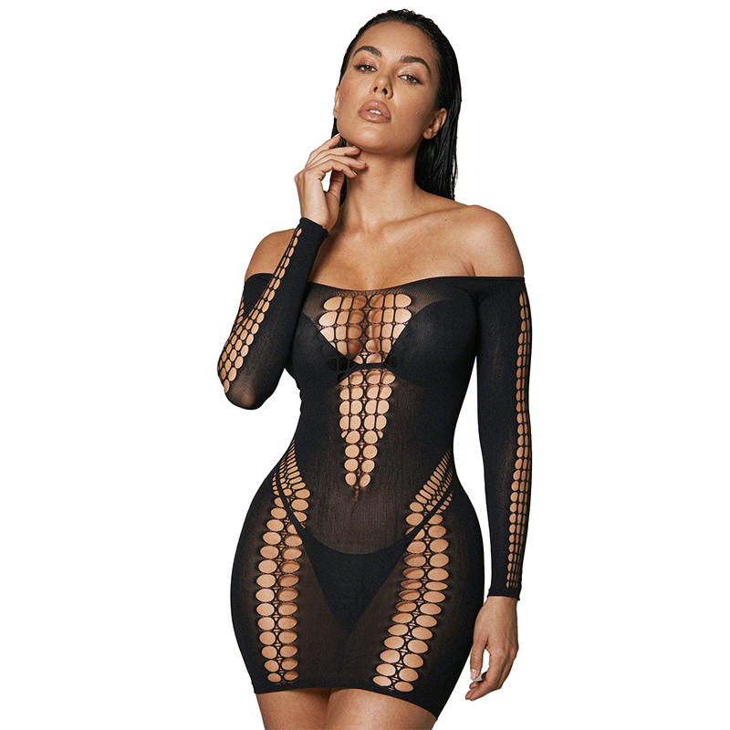 ชุดคลุมชายหาดแขนยาวผ้าตาข่ายบา - Sexy Mesh Sheer Bodycon Dress บทวิจารณ์และราคา