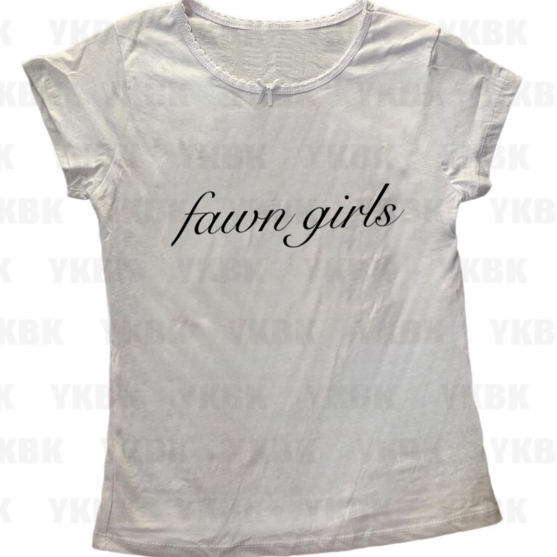 เสื้อยืดสไตล์ลำลองลายกราฟิกพิม - Y2K Graphic Baby Tee Crop บทวิจารณ์และราคา