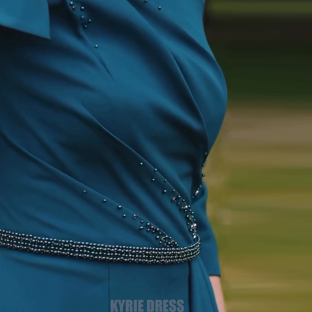 ชุดแม่เจ้าสาวสุดหรู แขน 3/4 คอ - Elegant Satin Evening Gown Split บทวิจารณ์และราคา