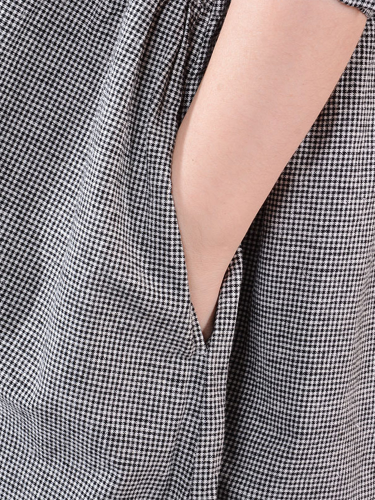 เดรสเชิ้ตผ้าฝ้ายลินินลายสก็อตแ - Korean Style A Line Shirt Dress บทวิจารณ์และราคา