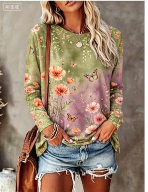 เสื้อยืดแขนยาวผู้หญิง พื้นหลัง - Blouses บทวิจารณ์และราคา