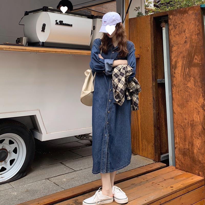 เดรสยีนส์ผู้หญิงแบบใหม่ปี 2026 - Korean Style A Line Shirt Dress บทวิจารณ์และราคา