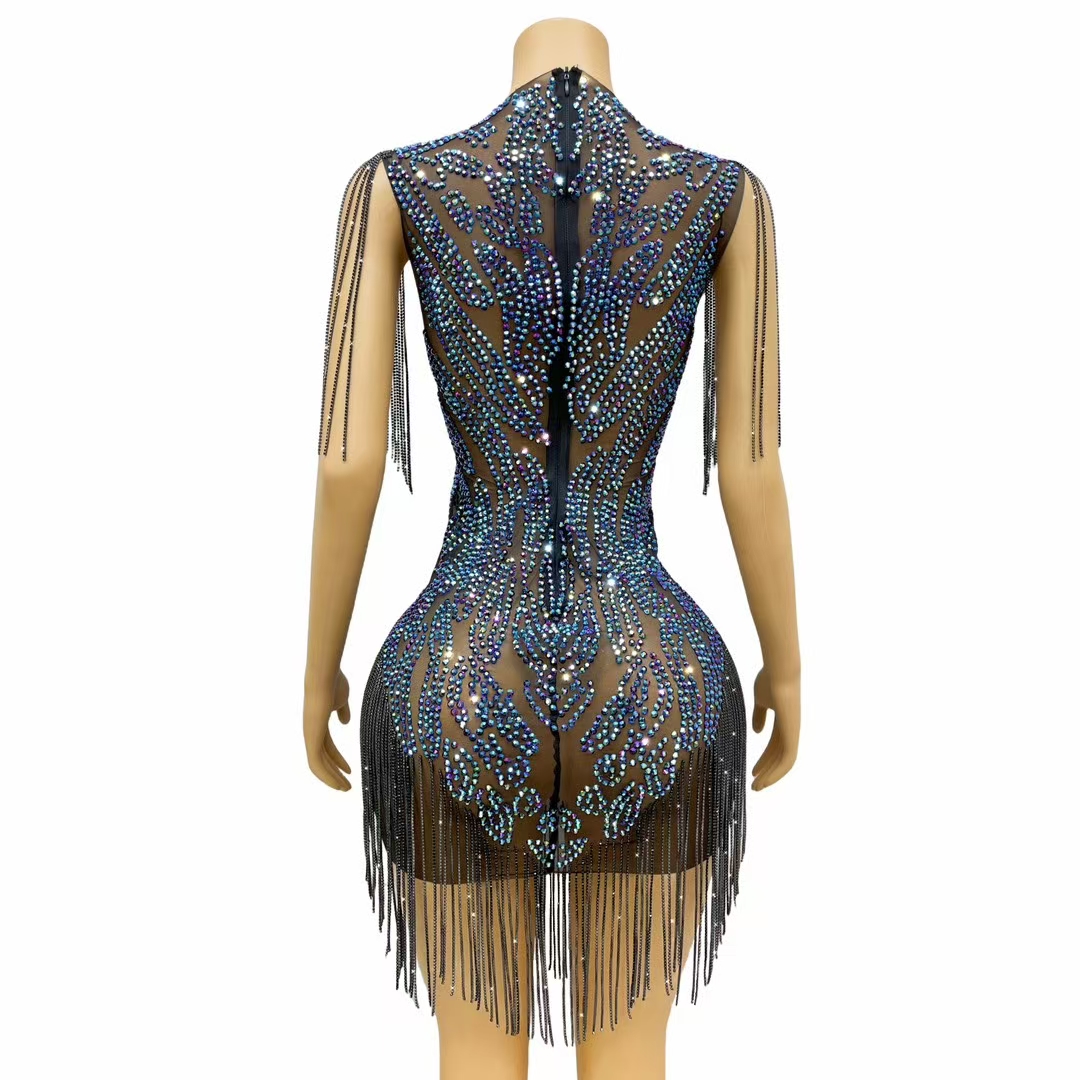 ชุดราตรีหรูหราสำหรับสตรี ชุดมิ - Sparkly Rhinestone Club Party Dress บทวิจารณ์และราคา