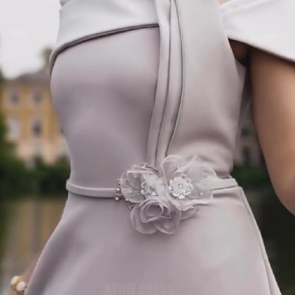 ชุดแม่เจ้าสาวสุดหรู แขน 3/4 คอ - Elegant Satin Evening Gown Split บทวิจารณ์และราคา