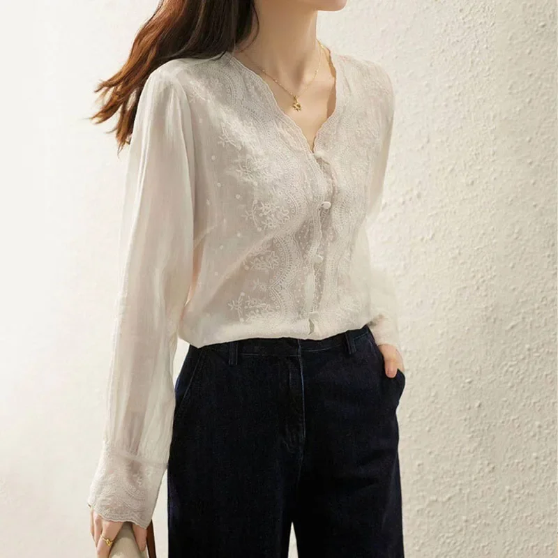GELITAYIN V คอยาวแขนยาวผ้าลินิ - Casual Loose Linen Shirt Dress บทวิจารณ์และราคา