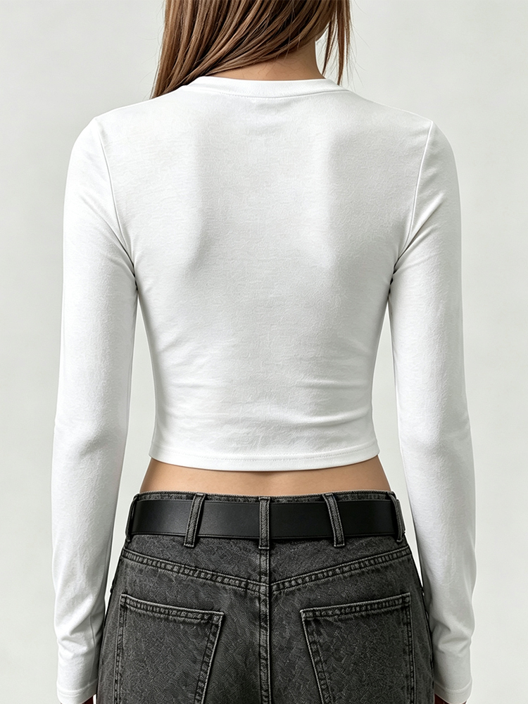 เสื้อยืดแขนยาวพิมพ์ลายใยแมงมุม - Blouses บทวิจารณ์และราคา