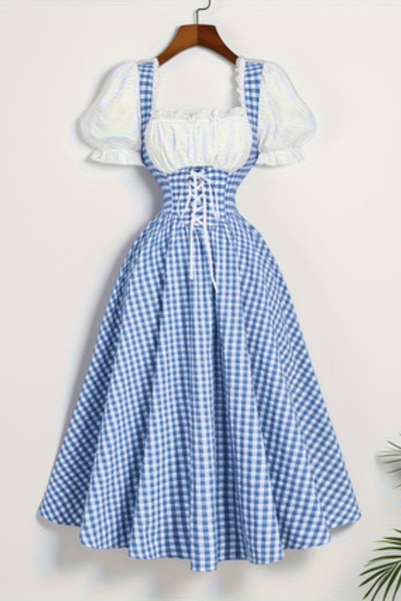 ชุดเดรสแฟชั่นสตรีสีน้ำเงินและส - French Vintage Floral Midi Dress บทวิจารณ์และราคา
