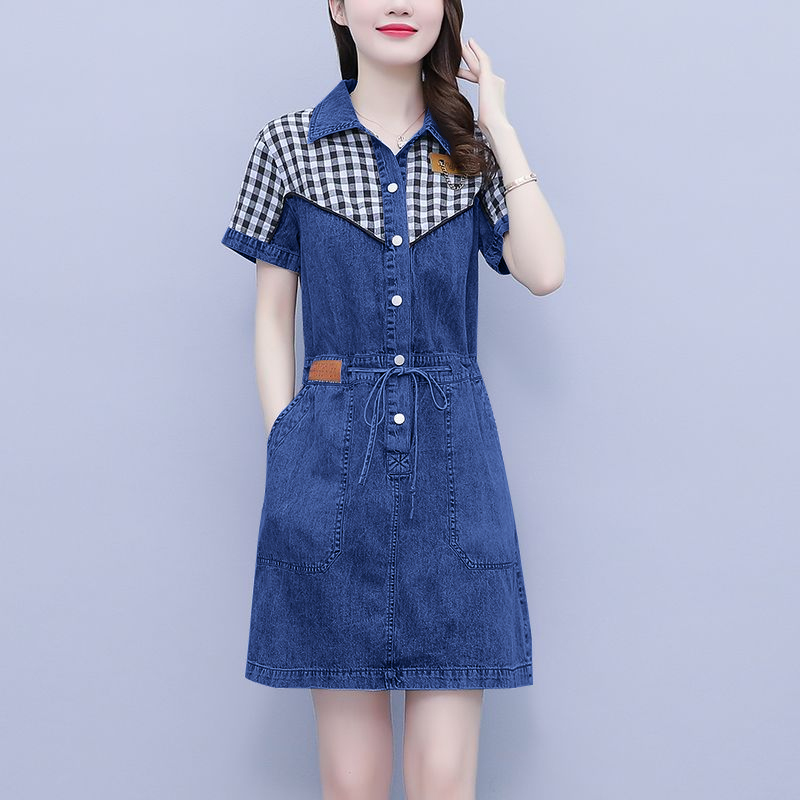 เสื้อแฟชั่นผู้หญิงไซส์ใหญ่ คอป - Korean Style A Line Shirt Dress บทวิจารณ์และราคา
