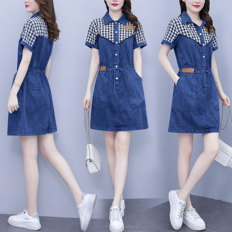 เสื้อแฟชั่นผู้หญิงไซส์ใหญ่ คอป - Korean Style A Line Shirt Dress บทวิจารณ์และราคา