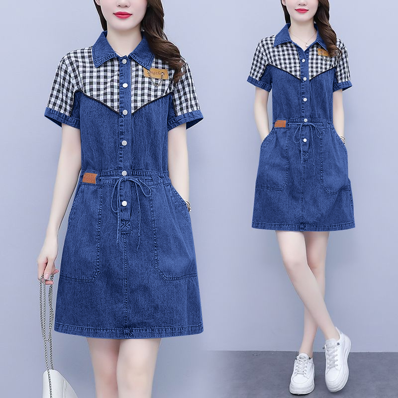 เสื้อแฟชั่นผู้หญิงไซส์ใหญ่ คอป - Korean Style A Line Shirt Dress บทวิจารณ์และราคา