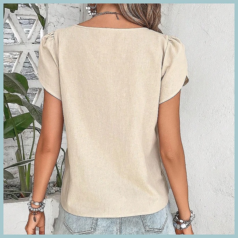 เสื้อเบลาส์สีพื้นสไตล์วินเทจสำ - Blouses บทวิจารณ์และราคา