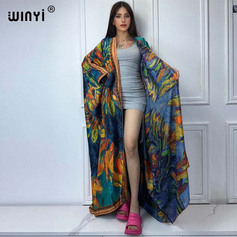 Winyi ชุดกิโมโนพิมพ์ลายโบฮีเมี - Boho Summer Beach Maxi Dress บทวิจารณ์และราคา