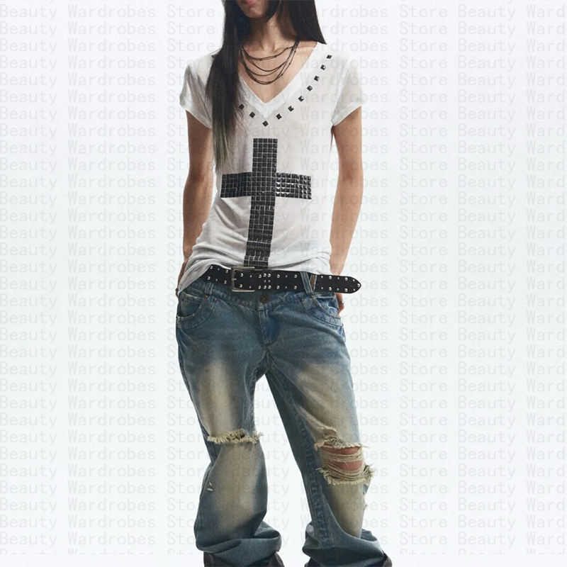 Rock Goth ที่ไม่ซ้ํากัน Top Y2 - Y2K Graphic Baby Tee Crop บทวิจารณ์และราคา